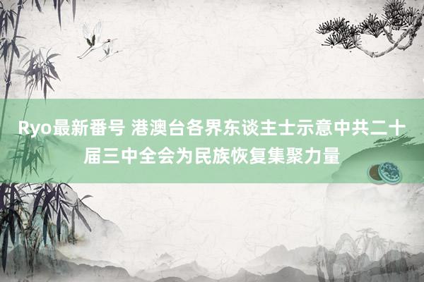 Ryo最新番号 港澳台各界东谈主士示意中共二十届三中全会为民族恢复集聚力量