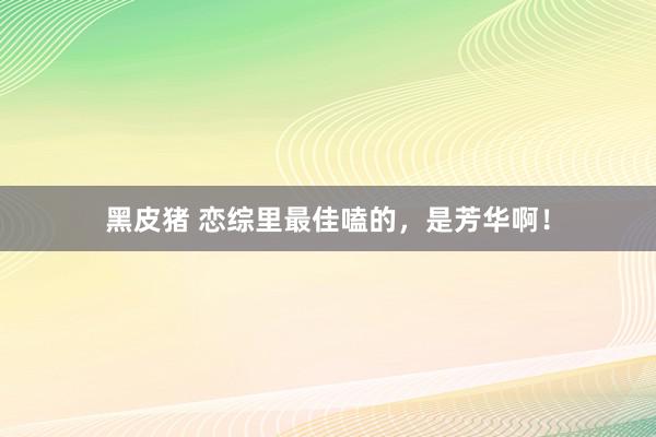 黑皮猪 恋综里最佳嗑的，是芳华啊！